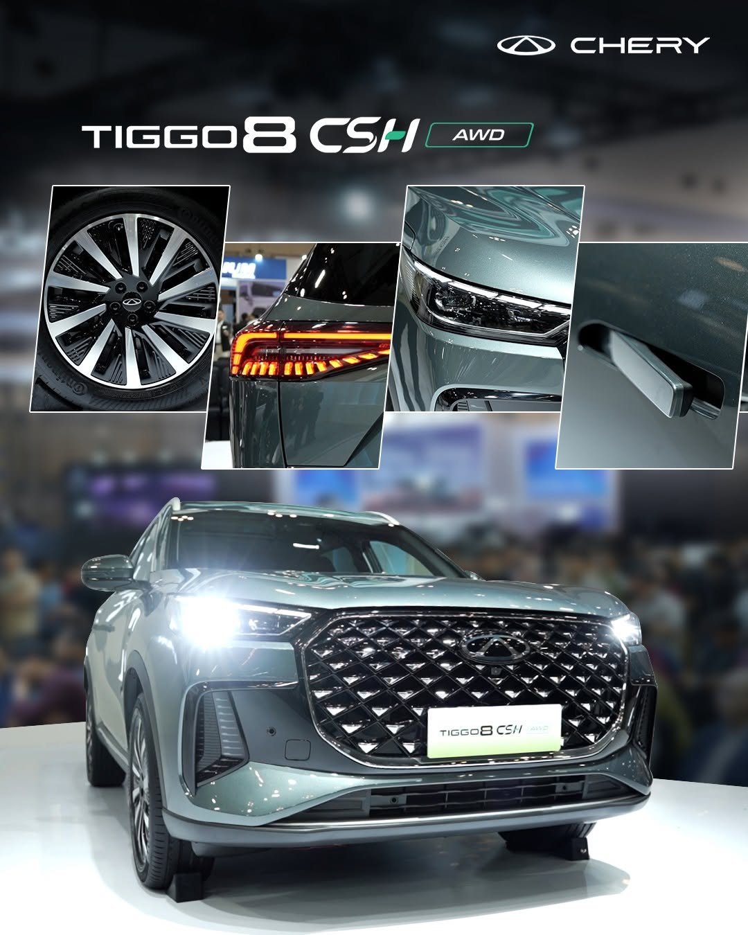 When more is what you look for.__TIGGO 8 CSH AWD dirancang dengan performa yang lebih bertenaga_ kontrol yang semakin optimal_ serta fitur-fitur canggih unt(